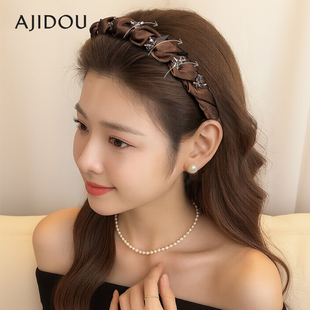 AJIDOU阿吉豆发箍星钻密语头箍女高颅顶头饰水钻轻奢发卡宽边发饰