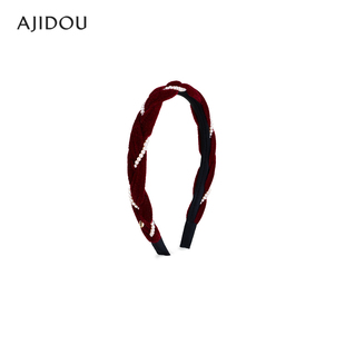 AJIDOU阿吉豆发箍新年红色丝绒头箍女款高级感轻奢压发防滑头箍