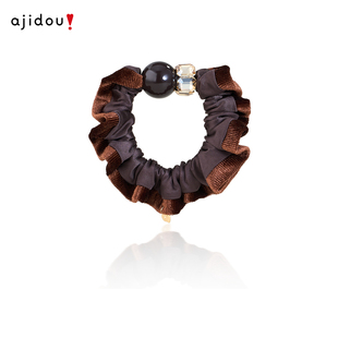 AJIDOU阿吉豆咖色花边小肠头绳橡皮筋发圈扎头发绳头饰品皮套马尾