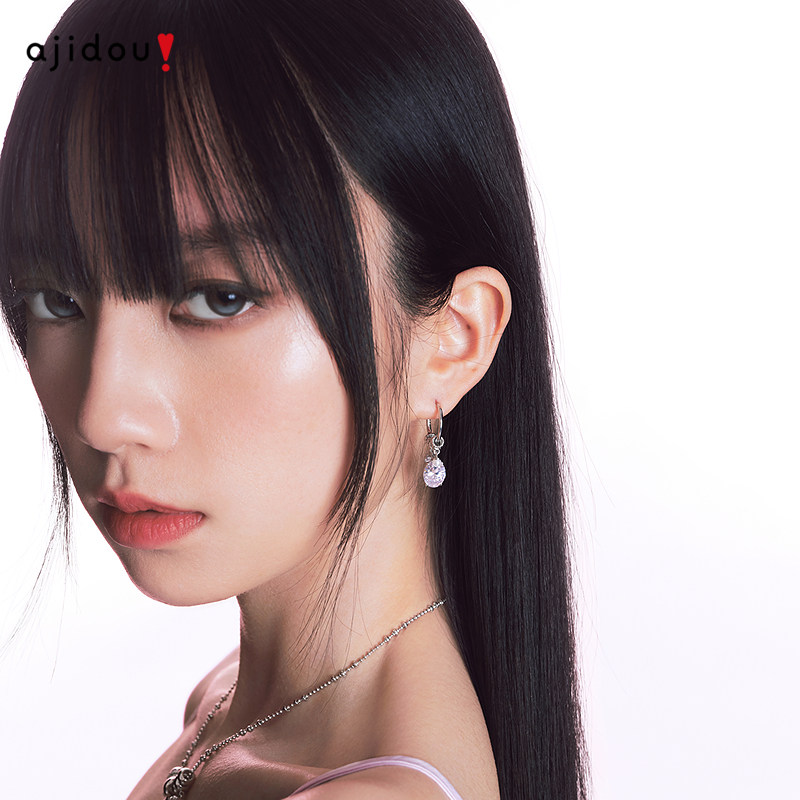 AJIDOU阿吉豆耳饰女款粉色爱心珍珠耳环简约流苏耳坠气质耳圈耳扣