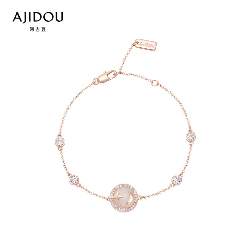 阿吉豆猫眼石星月圆环锆石手链创意图案潮流女款首饰时尚少女手环