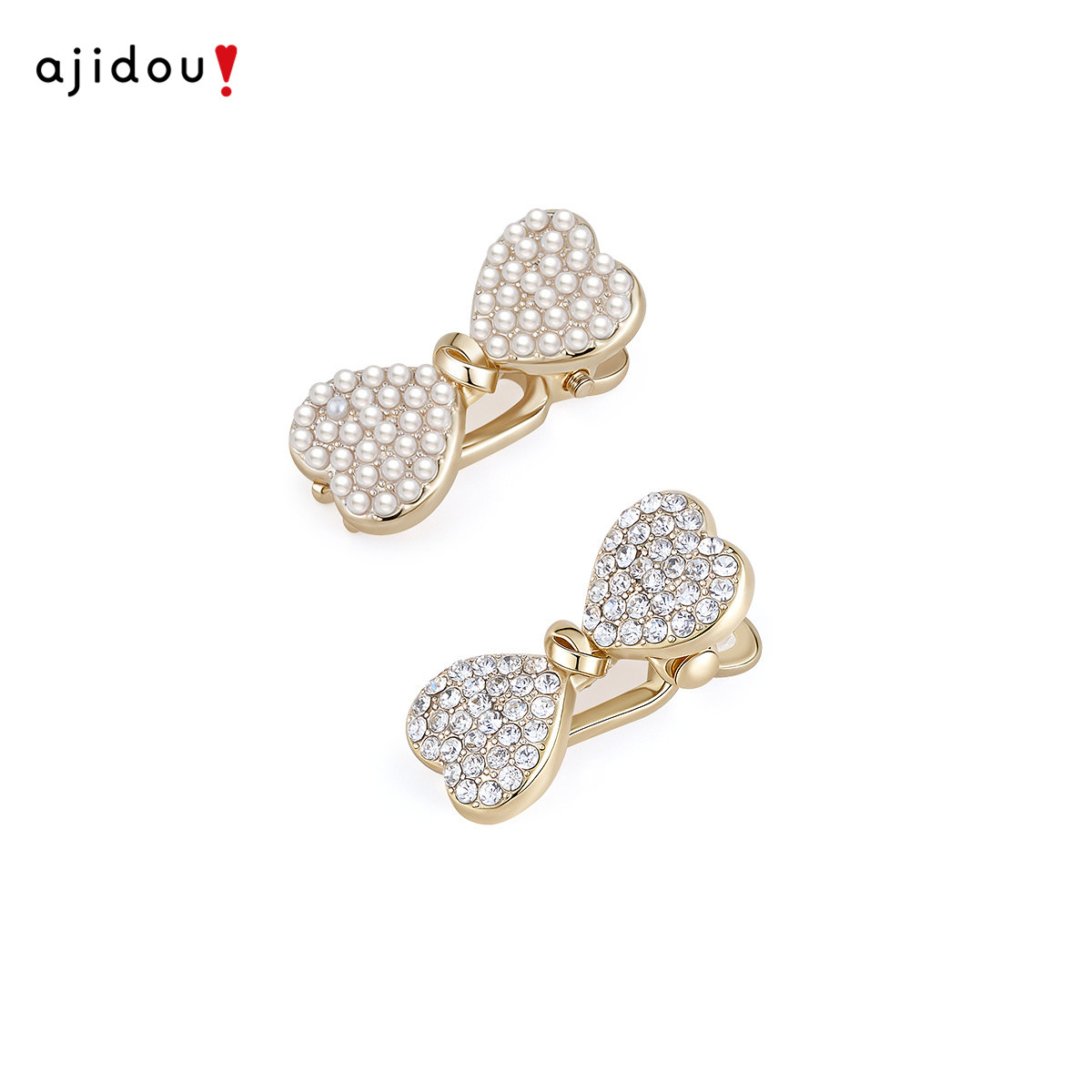 AJIDOU阿吉豆公主头发夹女款蝴蝶结对夹珍珠迷你小发夹鸭嘴夹发饰