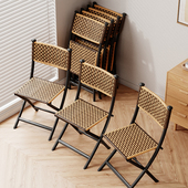 折叠椅阳台藤编靠背小椅子家用休闲 餐椅舒服久坐户外藤椅马扎凳