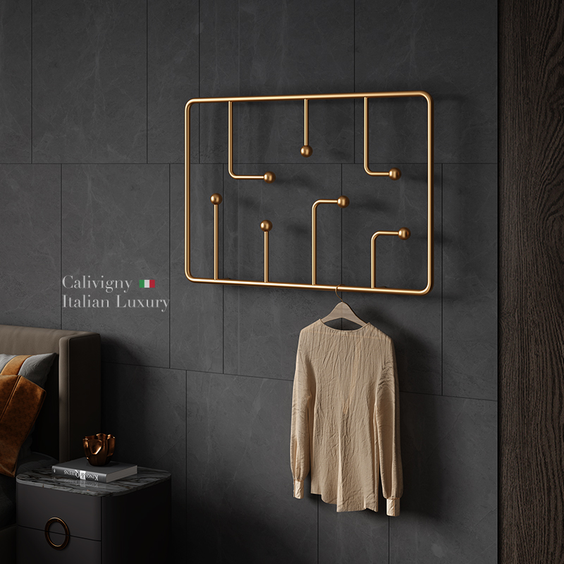 意式风轻奢进门玄关墙上挂衣架