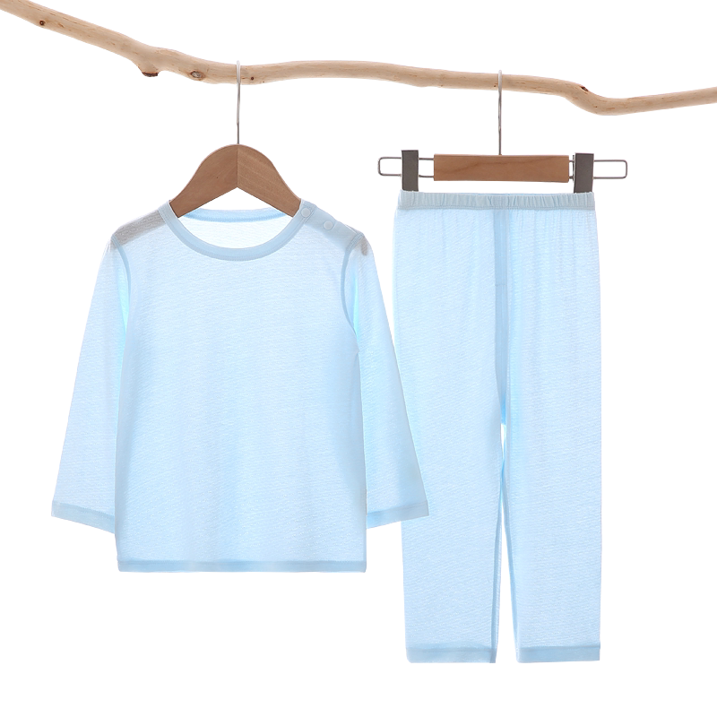 竹纤维棉宝宝夏季超薄套装空调服
