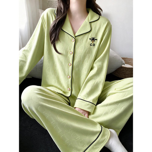 睡衣女2026新款冬季保暖薄绒开衫长袖休闲女士秋冬德绒家居服套装