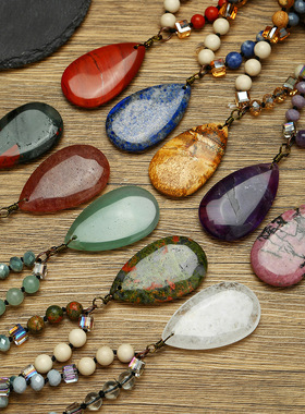 秋冬手工打结紫水晶串珠吊坠