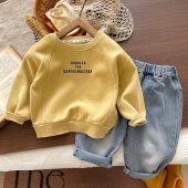 宝宝时髦童装 男童春装 韩系宽松卫衣牛仔裤 2026新款 两件套 卫衣套装