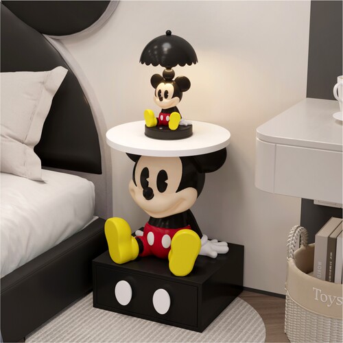 米奇儿童床头柜创意家用卧室2024新款轻奢高级感替代品台灯男女孩