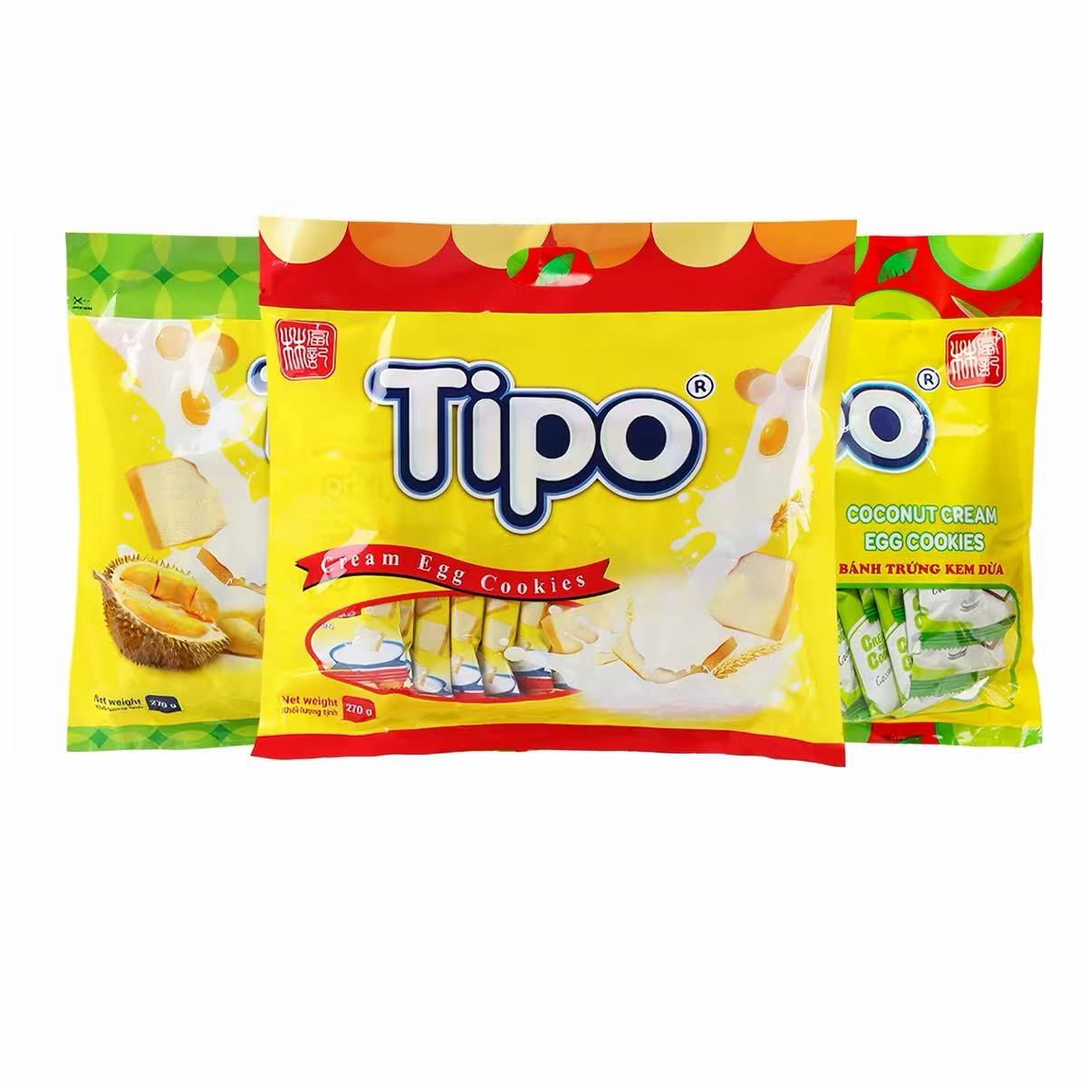 Tipo面包干越南进口牛奶鸡蛋原味营养早餐饼干休闲儿时零食品270g