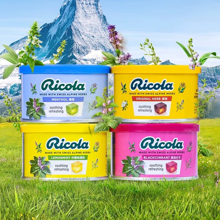 瑞士进口Ricola利口乐润喉糖硬糖果休闲零食品柠檬味薄荷糖罐装