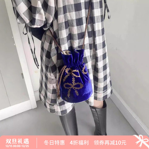 casselini丝绒气质串珠链条包