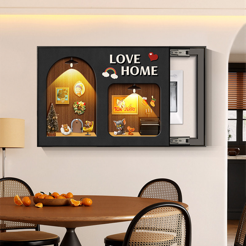 电表箱装饰画 画2025新款覆古风卡通温馨小屋配电闸盒遮挡挂画 画,家居饰品,现代装饰画,淘宝优惠券,粉丝福利购,淘宝优惠卷