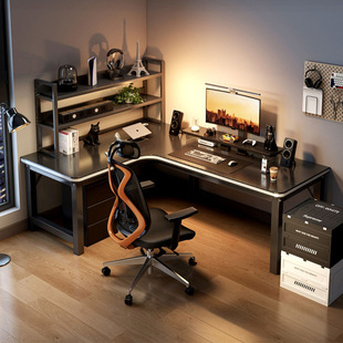 L型转角电脑台式桌拐角书桌书架靠墙角卧室工作台家用办公学习桌
