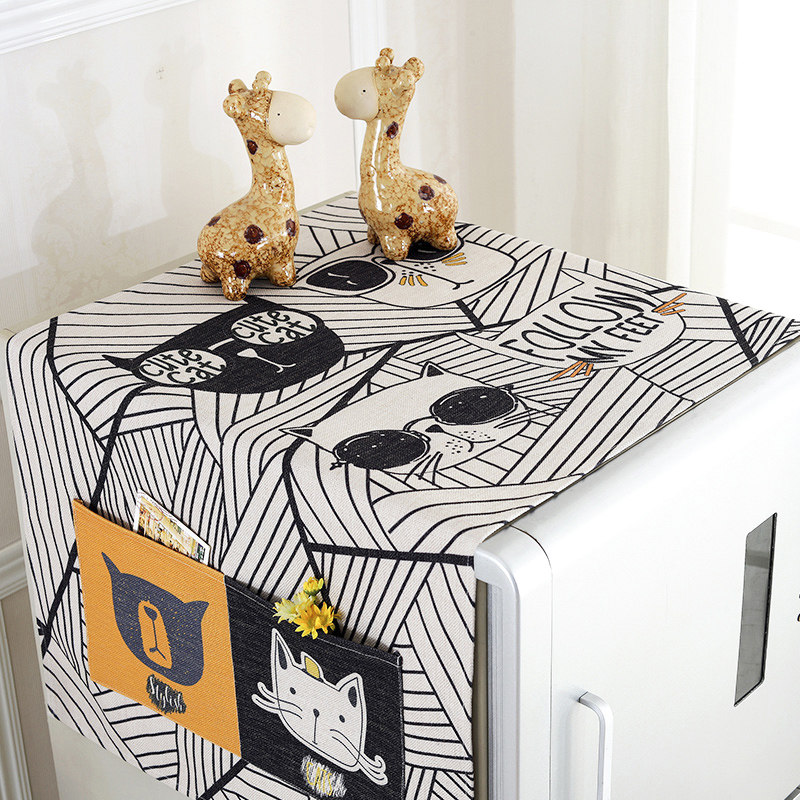 布艺卡通冰箱罩防尘罩滚筒洗衣机盖巾冰箱巾冰箱盖布单开盖布定制 - 蓓蕾家饰旗舰店出品