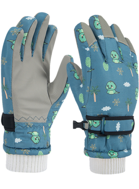 TFO 儿童滑雪手套冬季加绒加厚保暖防风防水卡通印花男女童款手套