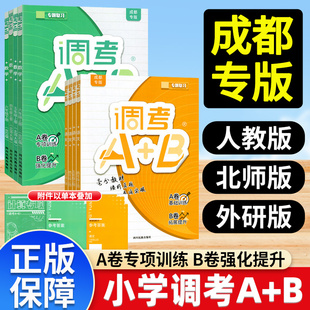 2026春现货成都市小学调考a十b四五六456年级下上册调考A+B数学北师大BS语文人教试卷真题同步练习册期末调研考试a加b专项强化四川