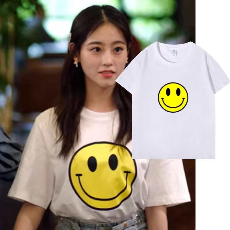 程序员那么可爱同款衣服女主陆离笑脸短袖T恤休闲印花上衣半袖潮