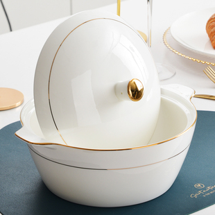装汤的大汤碗双耳陶瓷汤碗带盖家用大号盛汤碗骨瓷酸菜鱼9寸汤锅