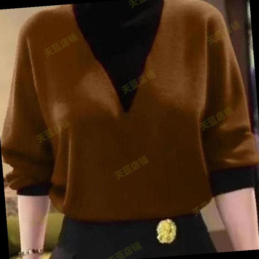 中年妈妈秋冬季百搭假两件德绒衫半高领撞色衬衫打底衫女新款打底