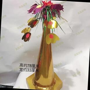 中秋潮汕春草折塔竹笋纸筒花篮装饰糖果水果果冻圆筒塔花手工配套