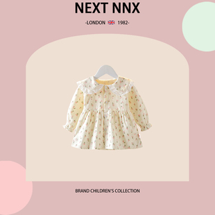英国NEXT 连衣裙周岁宝宝娃娃领打底裙 NNX女童春秋季 甜美碎花长袖