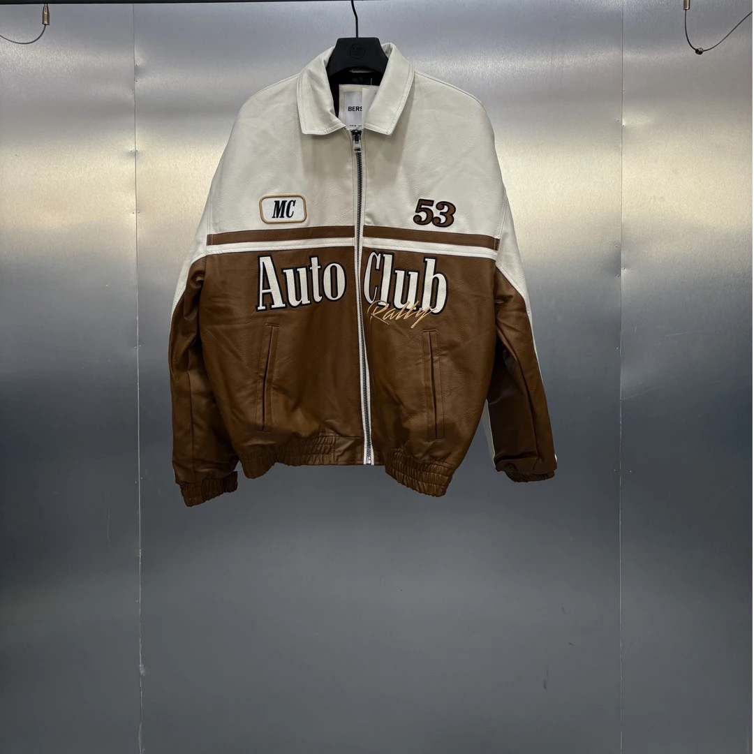 D03-10604-BER春秋季拼色正面字母印花设计时尚夹克外套