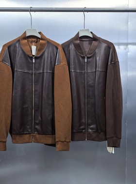 春秋款老钱风复古美拉德色系拼接夹克外套W01-112834