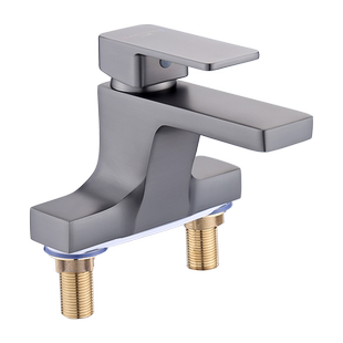 兰藤枪灰色铜洗面盆双孔冷热水龙头陶瓷洗手盆卫生间洗脸盆水笼头