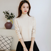 半高领短款 高腰小个子上衣中领内搭打底衫 毛衣女秋冬季 加厚针织衫