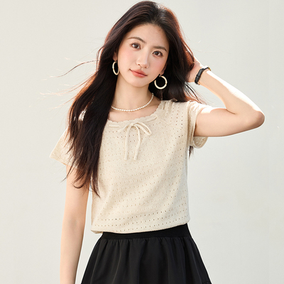 短款冰丝短袖t恤女夏季2025新款