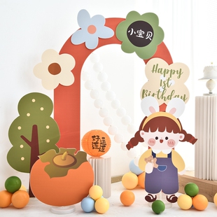 生日KT板定制宝宝儿童男孩女孩一周岁布置背景宝宝百天装饰小红书