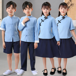 儿童民国风演出服五四青年装民国学生装六一朗诵合唱红歌比赛服装