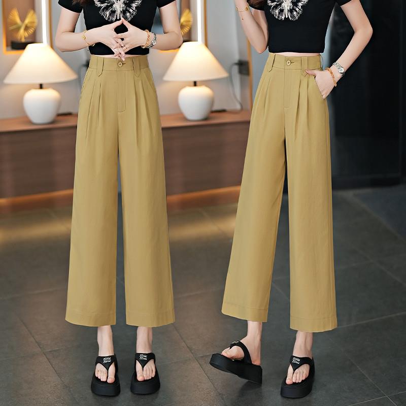 九分裤女夏薄款2025新款夏季卡其藏青色郑州女裤子女士阔腿休闲裤