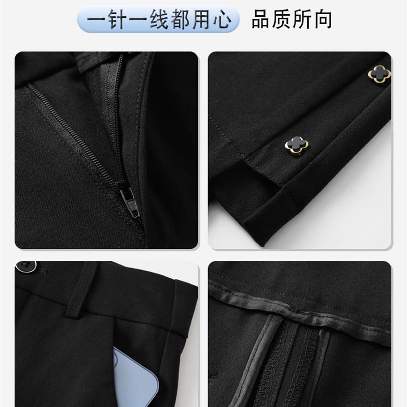小个子藏青色九分裤子女款2025秋季新款高腰百搭休闲直筒微喇裤子