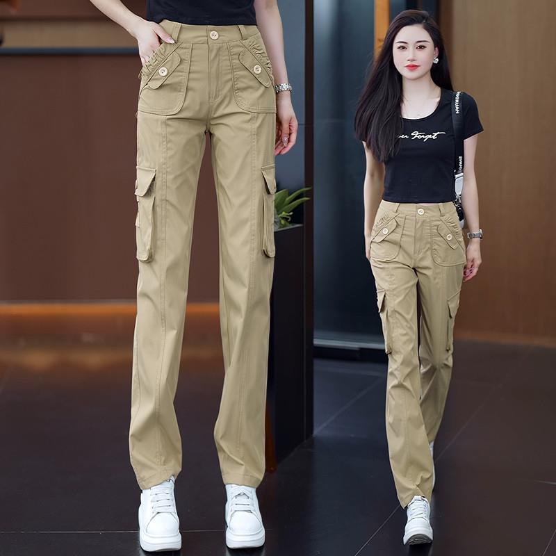 工装裤女款2025新款夏薄款夏季天卡其休闲裤子女士军绿色郑州女裤