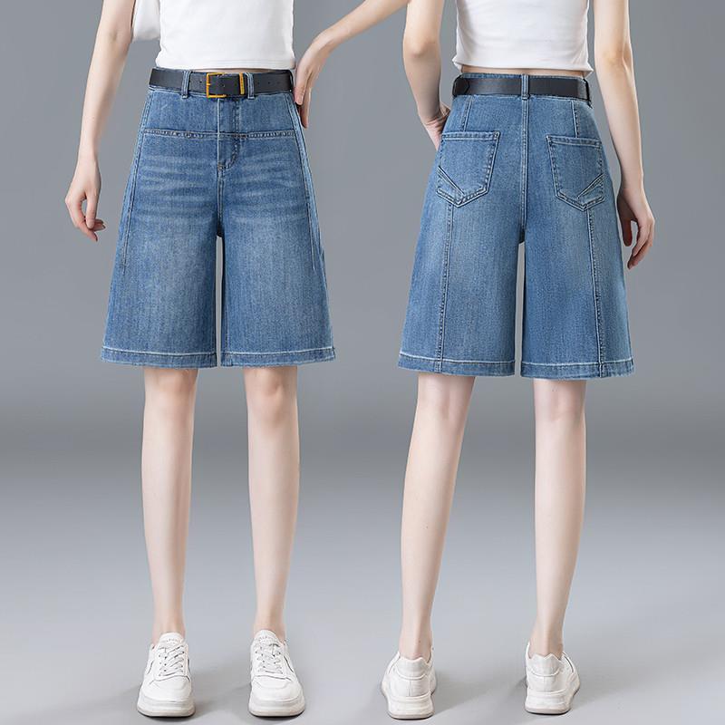 牛仔短裤女2025新款夏薄款中裤子郑州高腰女士夏季夏日五分裤女夏