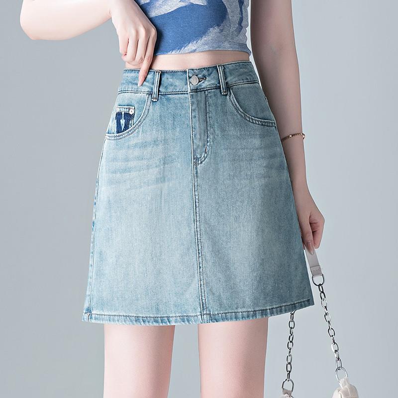 浅色牛仔半身裙女2025年新款夏季高腰短裙裤a字爆款一步包臀裙子