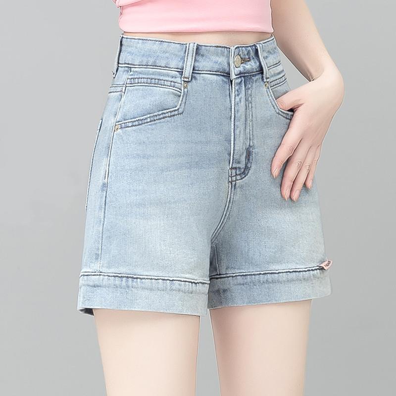 浅蓝色牛仔短裤女2025夏季新款外穿高腰a字显瘦百搭休闲薄款热裤