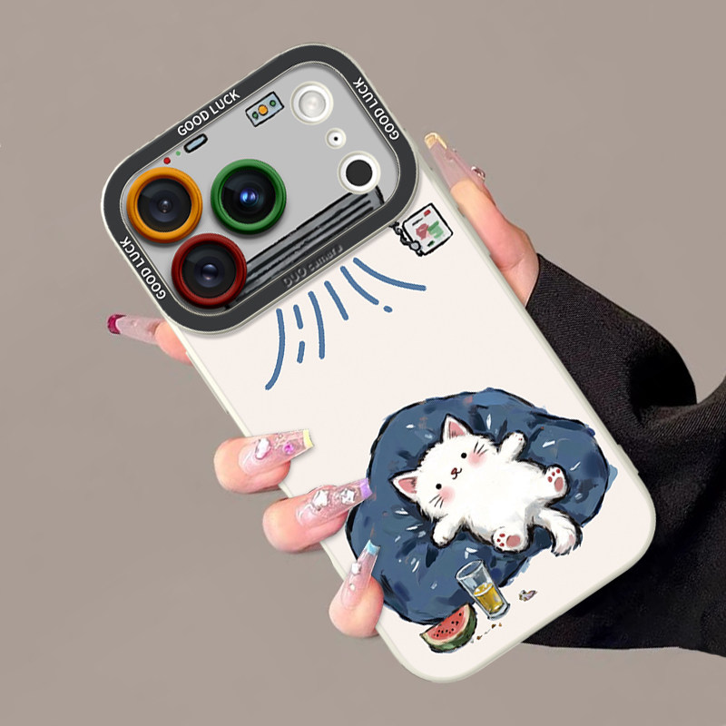 适用苹果17promax手机壳新款iPhone17pro吹空调猫咪保护套Air镜头全包防摔创意高级感17卡通可爱小众情侣女