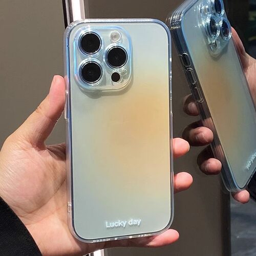 适用于苹果16promax手机壳新款渐变粉色晕染iPhone15pro高级感镜头全包防摔保护套15plus网红ins风14简约创意
