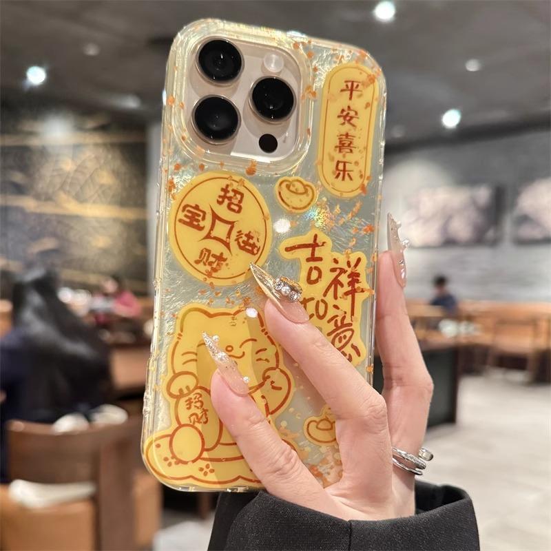 适用苹果16promax手机壳新款招财猫iPhone16pro女款保护套15plus全包防摔创意高级感14硅胶网红小众外壳女