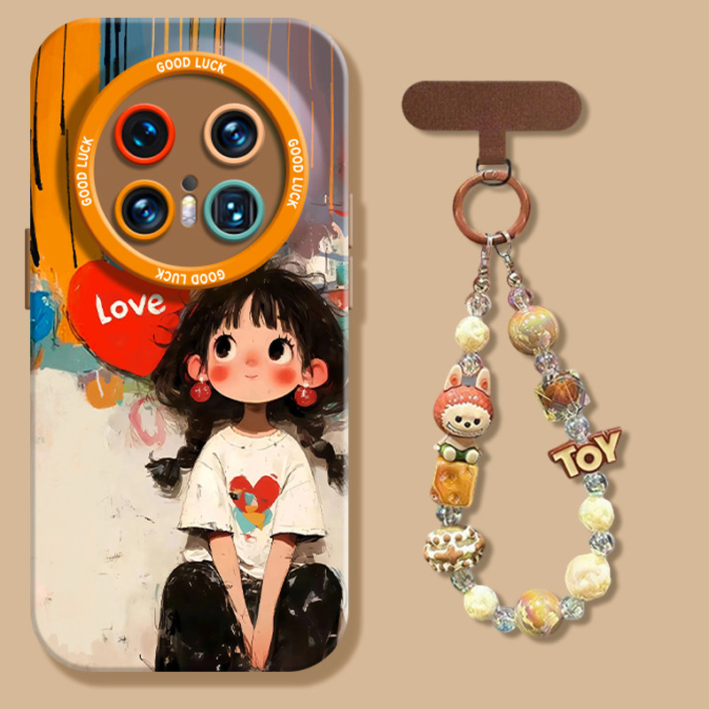 适用华为mate80pro手机壳新款涂鸦小女孩mate70Air全包防摔液态硅胶80promax创意高级感PRO+卡通可爱60情侣女