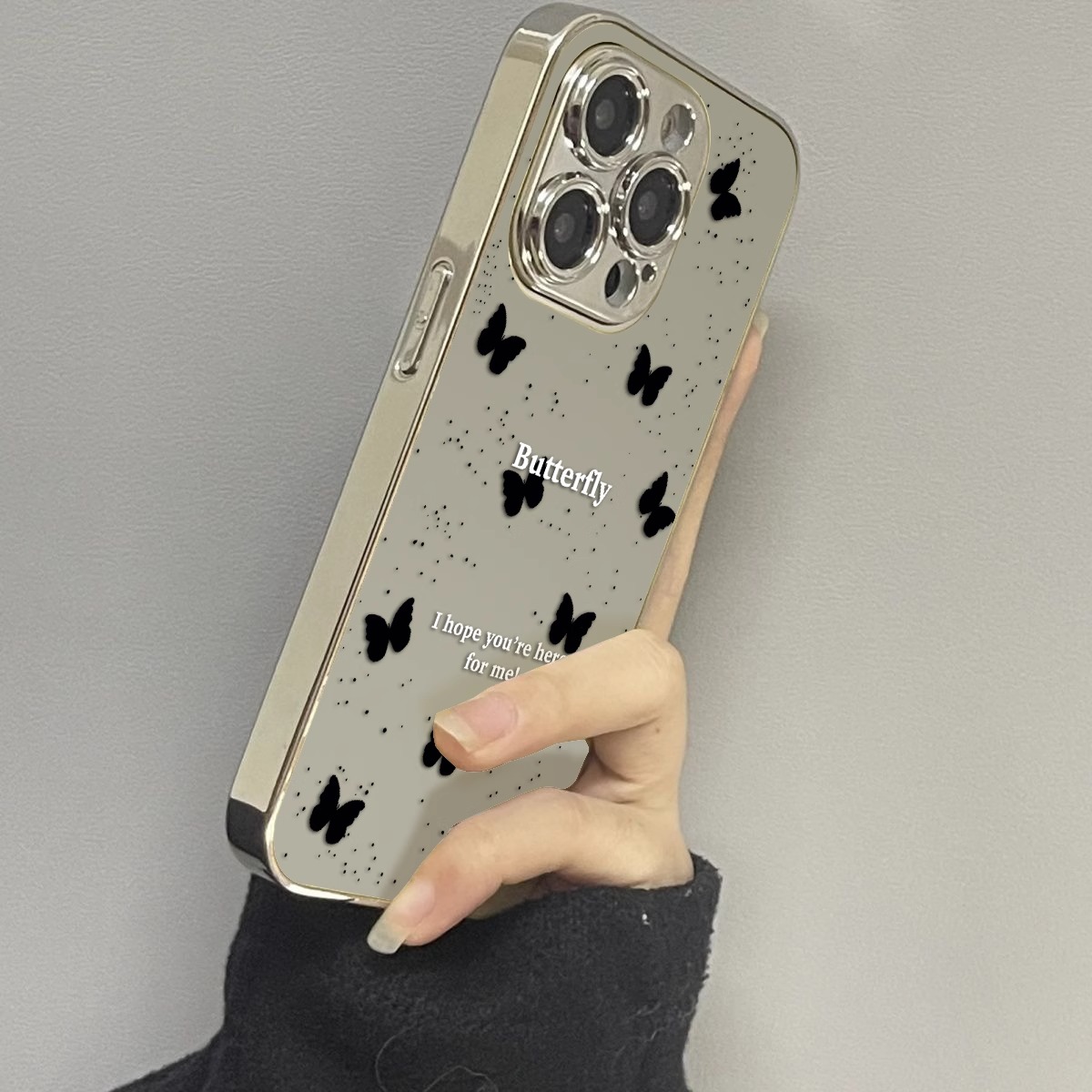 【进口硅胶】适用苹果16promax手机壳新款电镀镜面蝴蝶iPhone15pro高级感镜头全包防摔保护套14网红创意轻奢