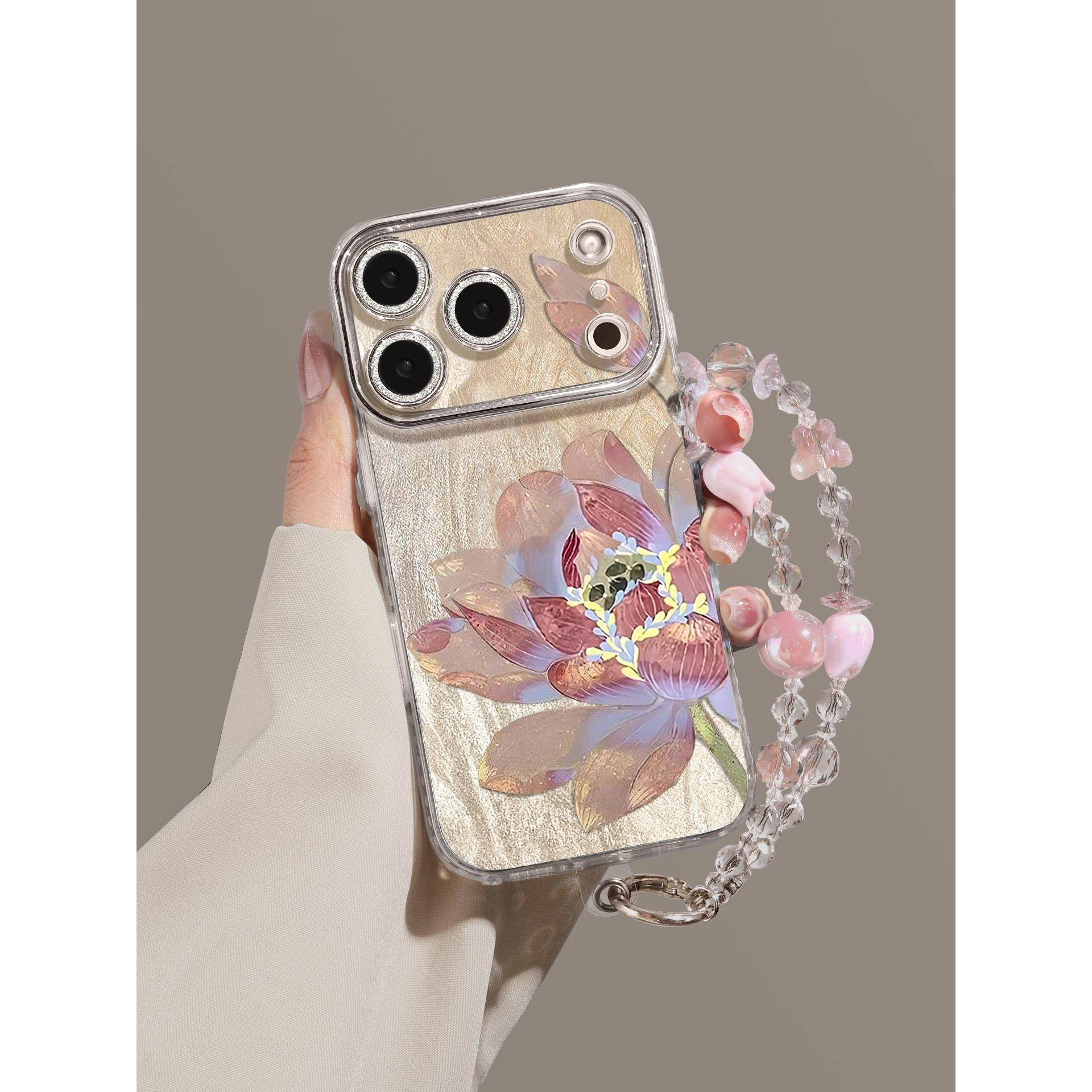 适用苹果17promax手机壳新款iPhone17pro粉荧莲花保护套16镜头全包防摔创意高级感Air轻奢轻薄15网红情侣女