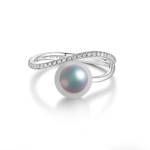 日本珠宝天然珍珠戒指18K金