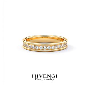 海梵纪珠宝 天然南非钻石戒指18K黄金 排钻戒叠戒结婚戒指男女戒