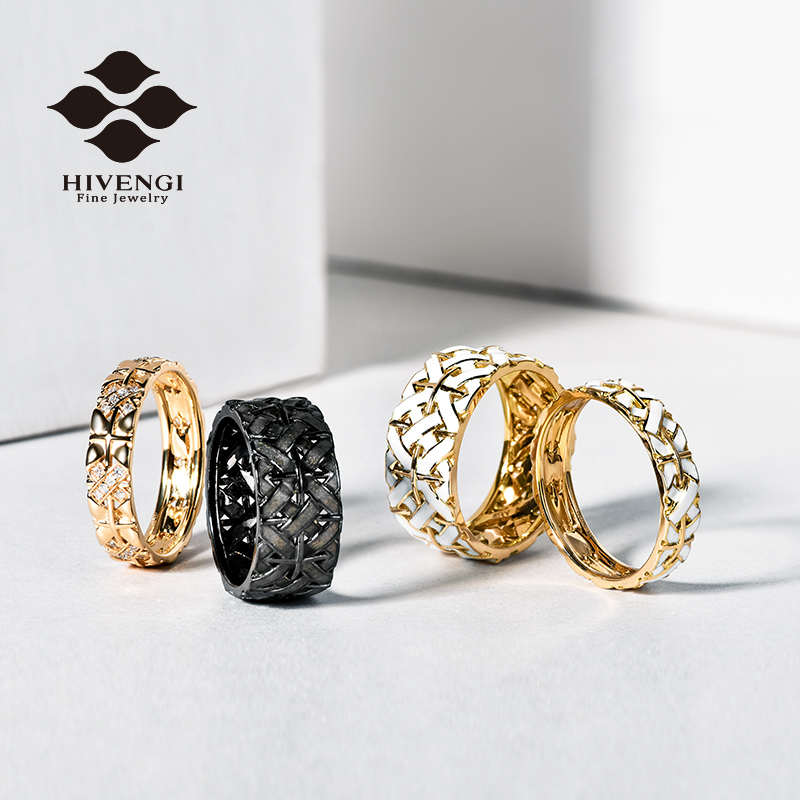 HIVENGI戒指海梵纪编织珐琅彩