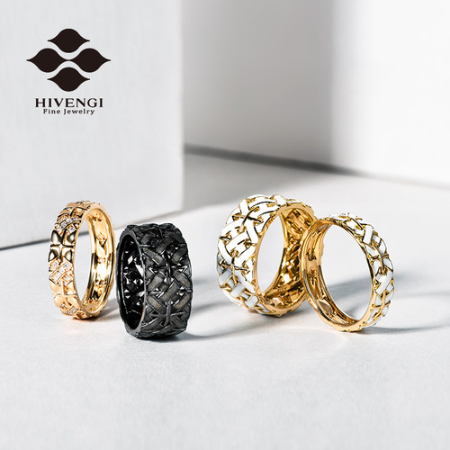 HIVENGI戒指海梵纪编织珐琅彩