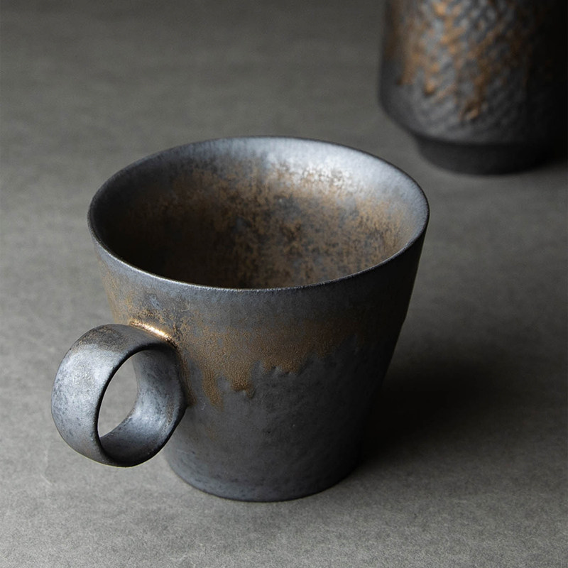 鎏金粗陶日式陶瓷马克杯做旧窑变挂耳咖啡杯茶杯水杯带盖杯子复古在类目 餐饮具, 咖啡器具, 咖啡杯中 - 来自Buy2taobao.com提供专业的淘宝代购服务